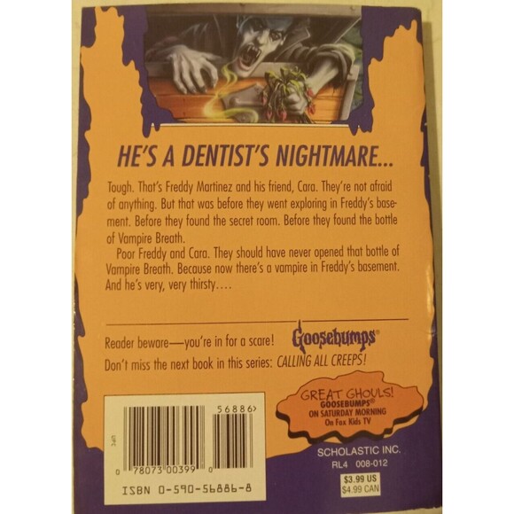 R.L. Stine's Goosebumps Book #49 Vampire Breath Preowned - Picture 2 of 7